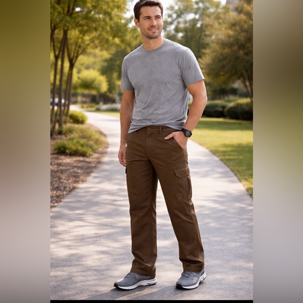 Weatherproof Mens Cargo Utility Pants Brown 40x30